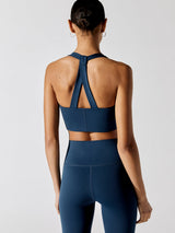 T Back Bra In Diamond Compression - French Navy