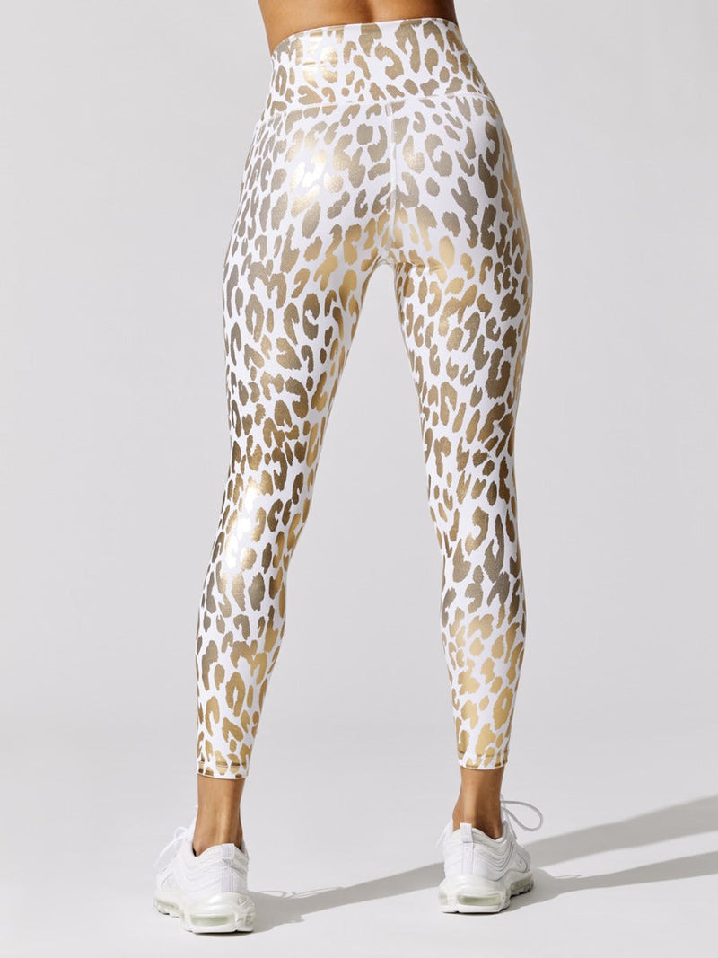 Metallic Leopard High Rise 7/8 Legging - Cream-Gold Leopard
