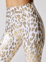 Metallic Leopard High Rise 7/8 Legging - Cream-Gold Leopard
