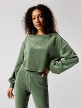Velour Crop Top - Evergreen