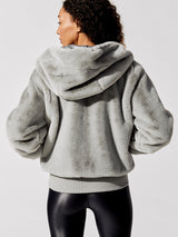Faux Fur Hooded Jacket - Grey