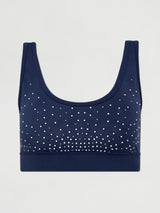 PEARL CUT OUT SCOOP BRA IN DIAMOND COMPRESSION - NAVY BLAZER