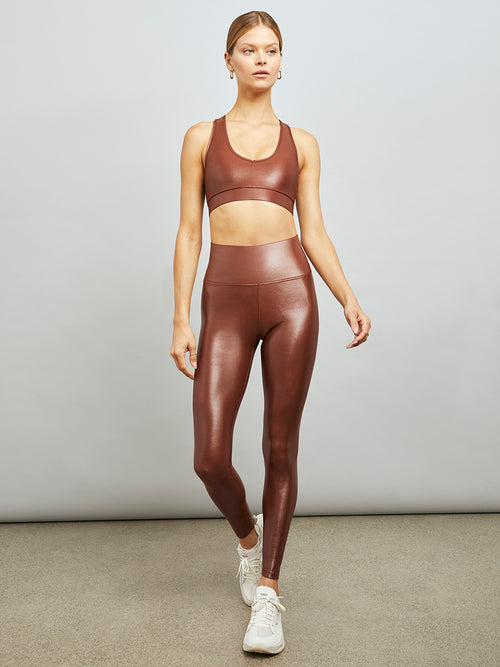High Rise Full-Length Legging in Takara Shine - Cappuccino