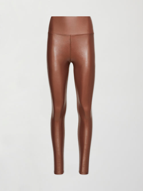 High Rise Full-Length Legging in Takara Shine - Cappuccino