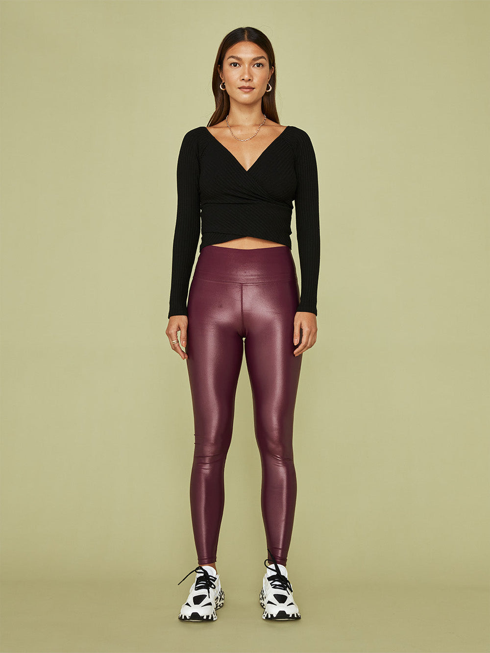 High Rise Full-Length Legging in Takara Shine - Dark Amethyst