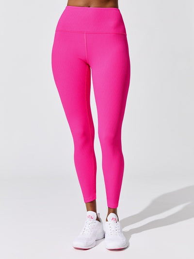 Ribbed 7/8 Legging - Neon Pink