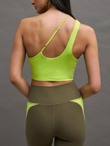 One Shoulder Convertible Bra Top in Melt - Acid Lime