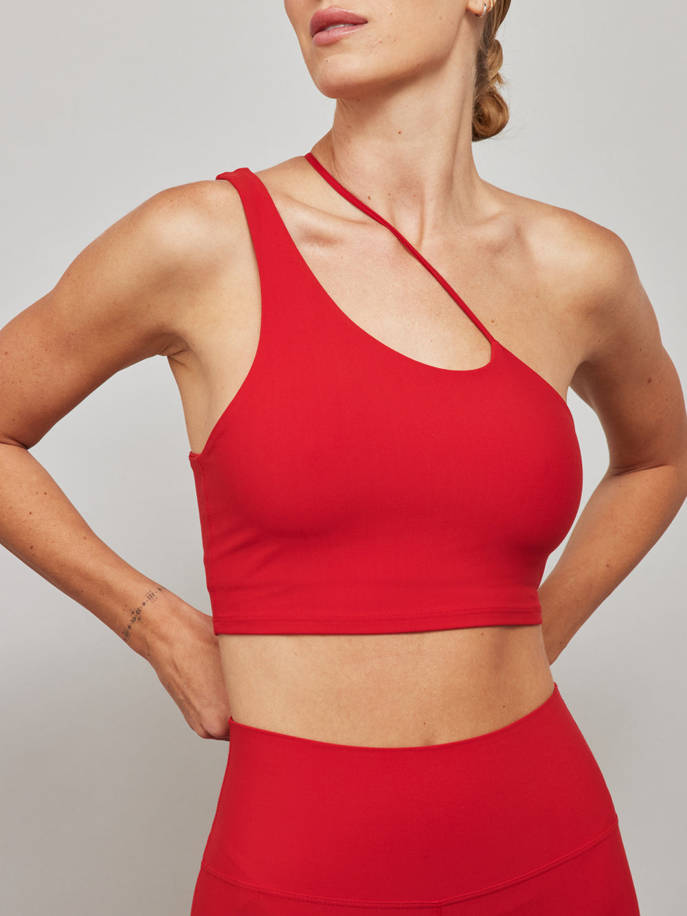 One Shoulder Convertible Bra Top in Melt - Haute Red
