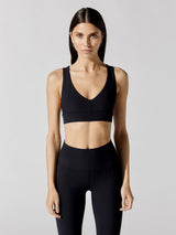 V-Neck Cross Back Bra in Melt - Black
