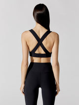 V-Neck Cross Back Bra in Melt - Black