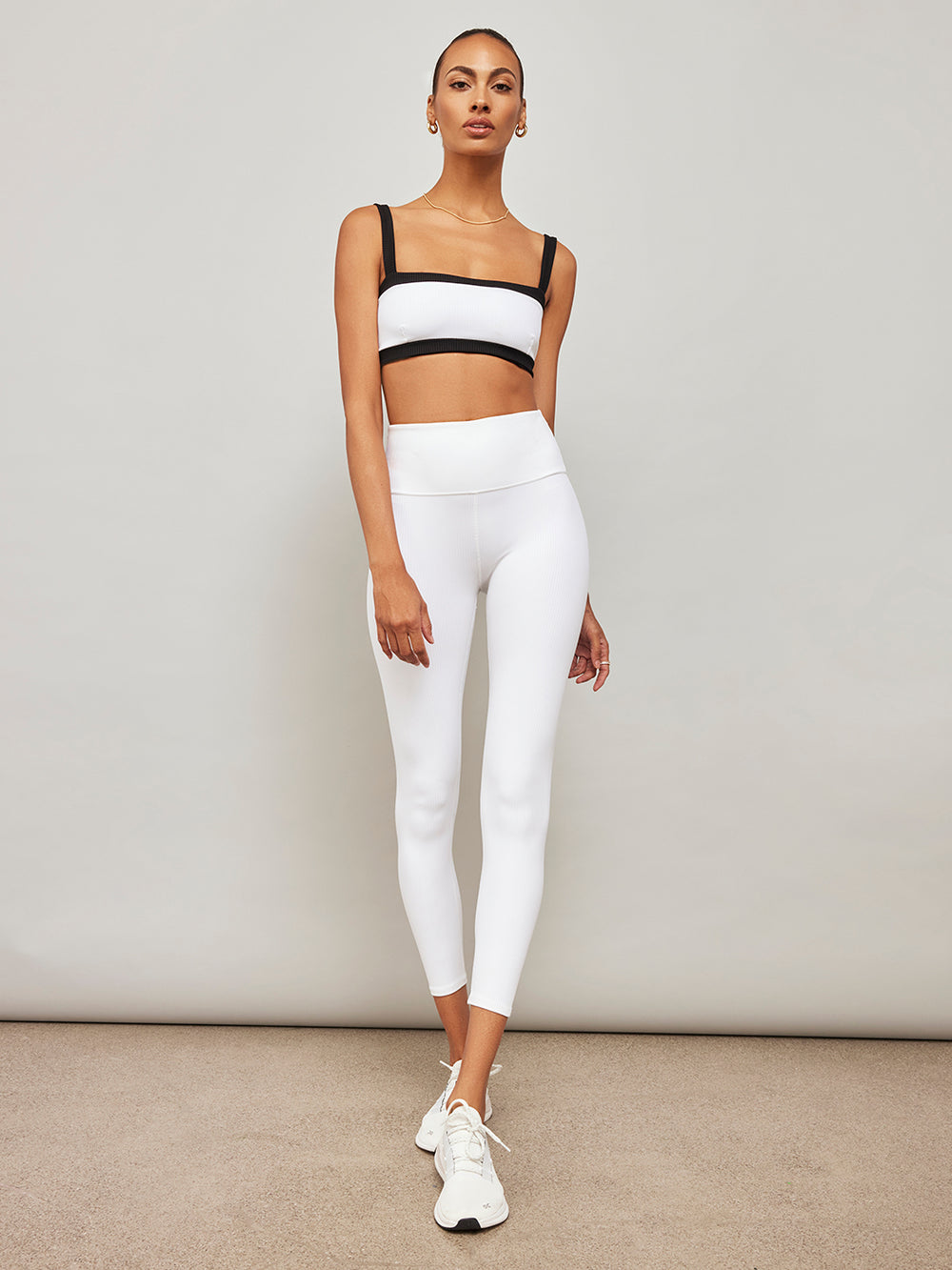 Color Blocked Bra - White And Black