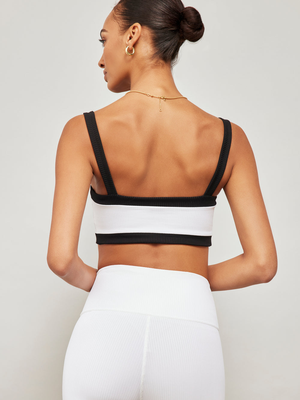 Color Blocked Bra - White And Black