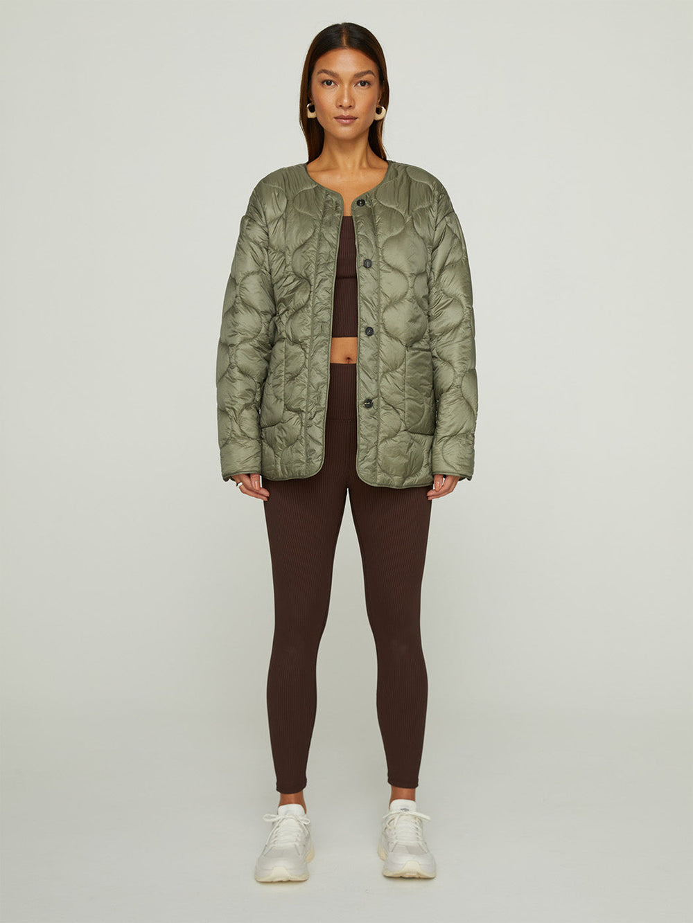 Quilted Jacket - Silvery-Green