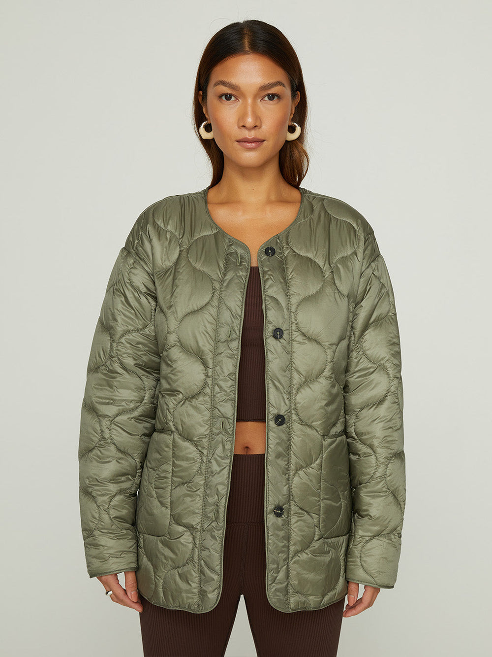 Quilted Jacket - Silvery-Green