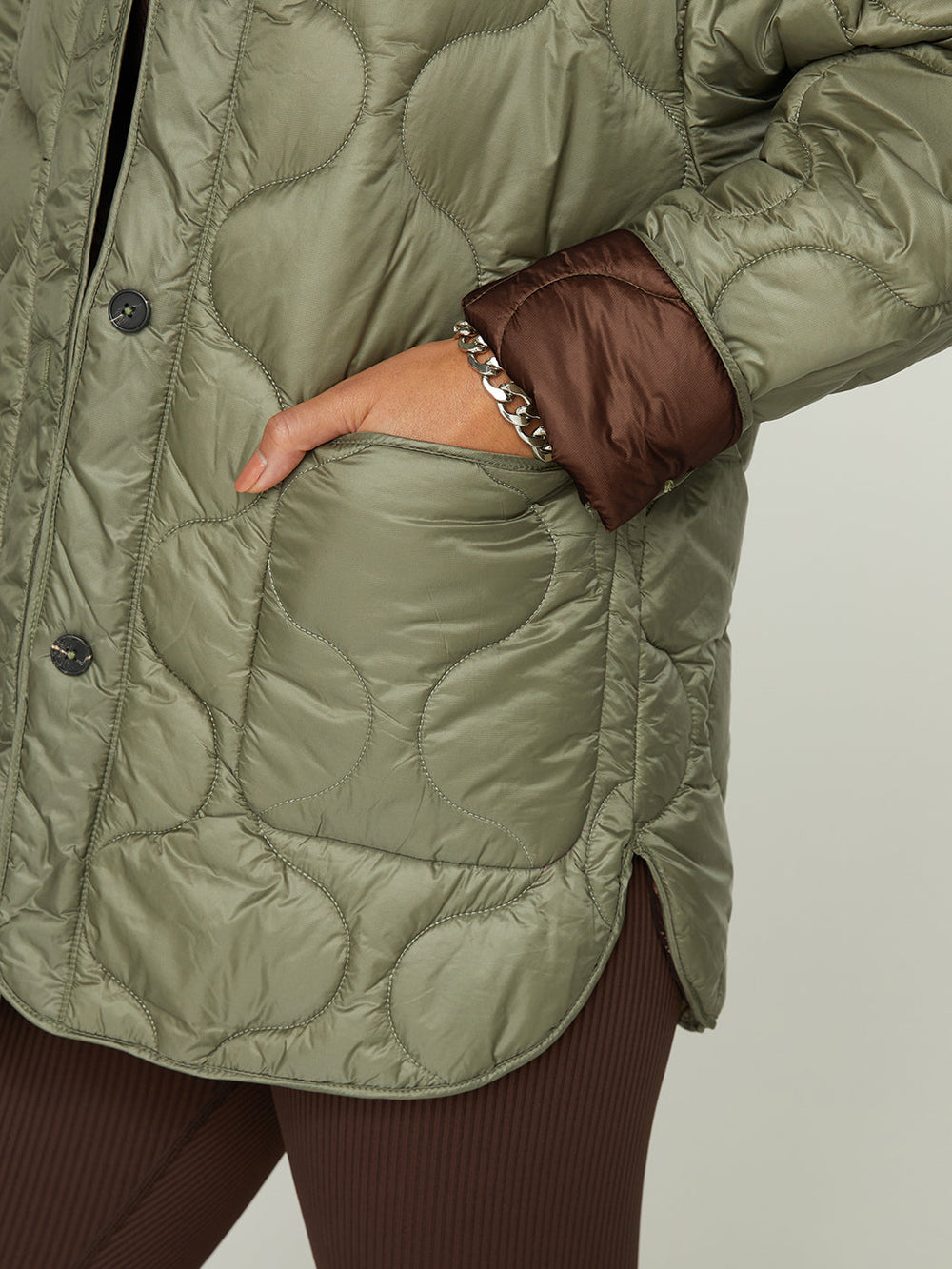 Quilted Jacket - Silvery-Green