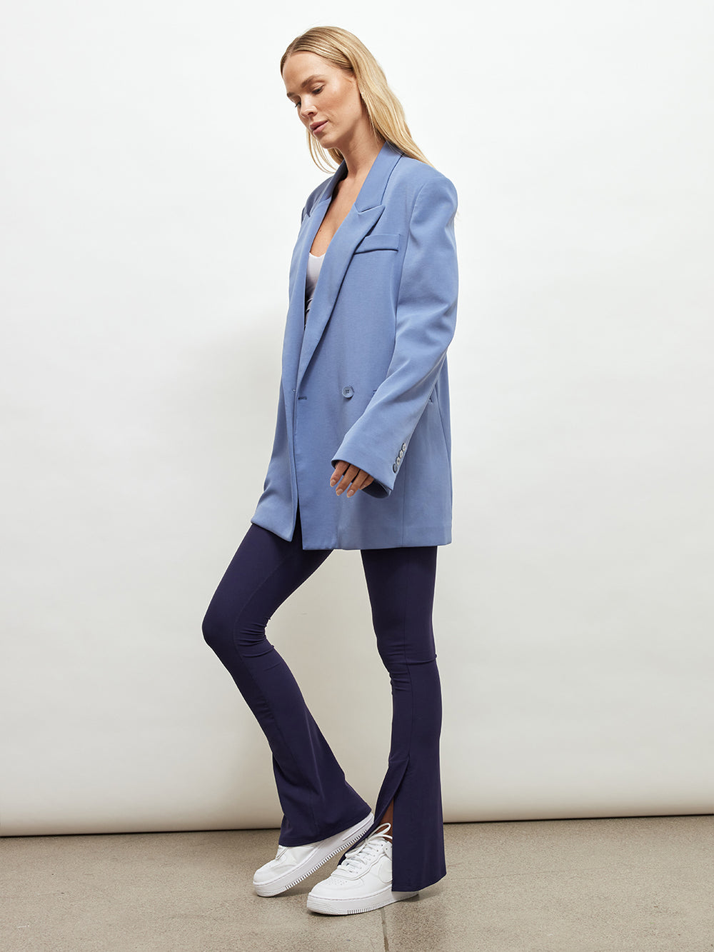 Double-Breasted Scuba Blazer - Blue