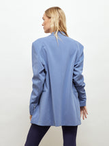 Double-Breasted Scuba Blazer - Blue
