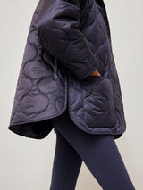Quilted Jacket with Removable Sleeves - Navy