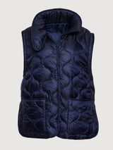 Quilted Jacket with Removable Sleeves - Navy