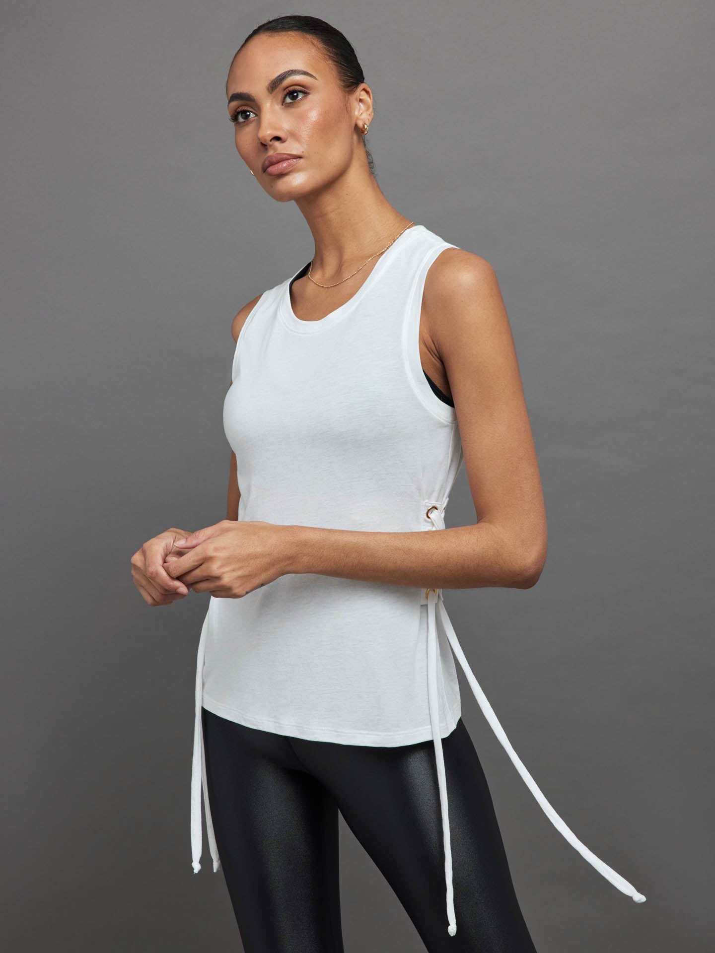 SIDE LACE UP TANK - White – Carbon38