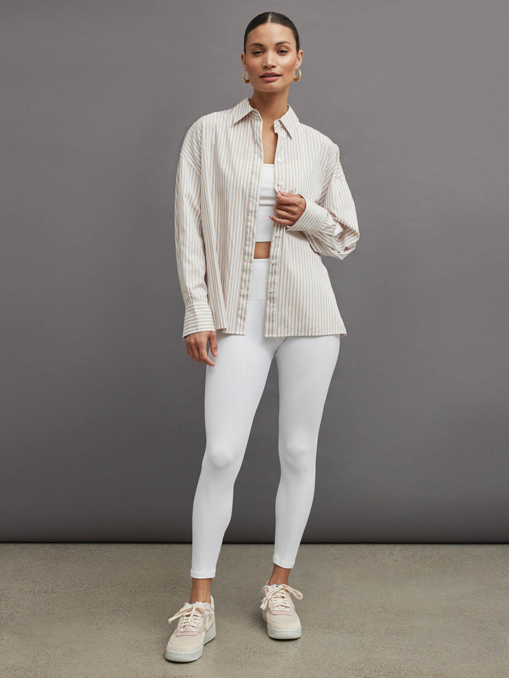 Oversized Button Up Shirt - Pinstripe