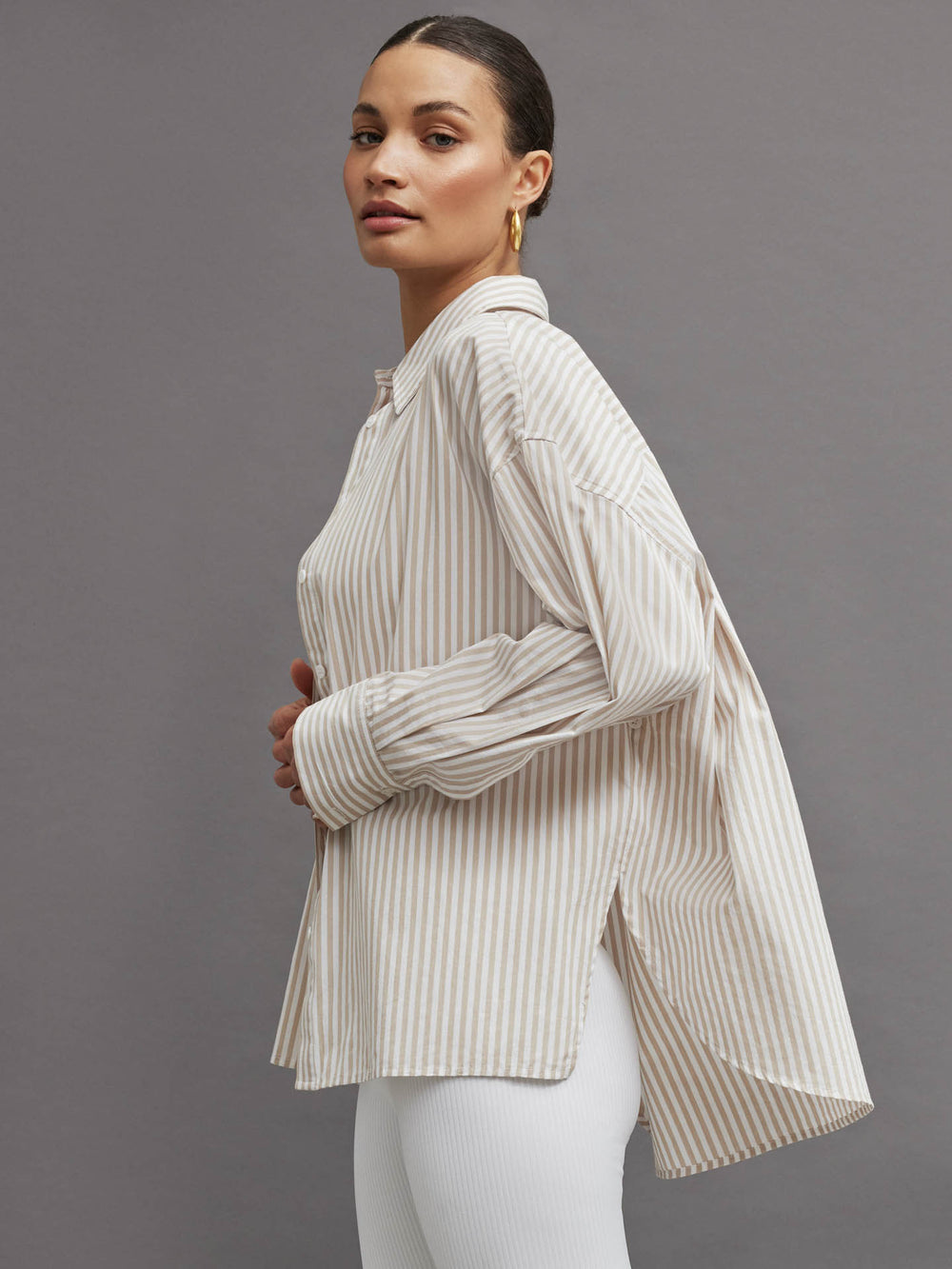 Oversized Button Up Shirt - Pinstripe