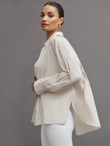 Oversized Button Up Shirt - Pinstripe