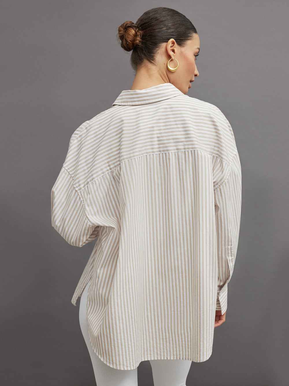 Oversized Button Up Shirt - Pinstripe