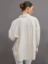 Oversized Button Up Shirt - Pinstripe