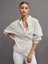 Oversized Button Up Shirt - Pinstripe
