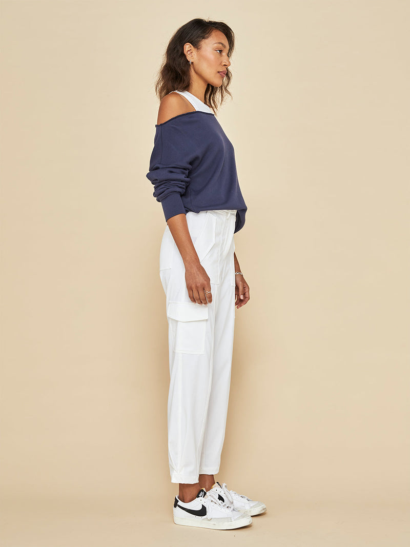 Off Shoulder Sweatshirt in French Terry - Evening Blue