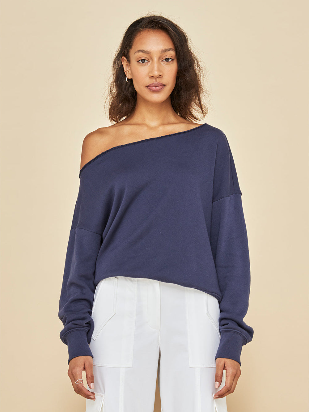 Off Shoulder Sweatshirt in French Terry - Evening Blue – Carbon38