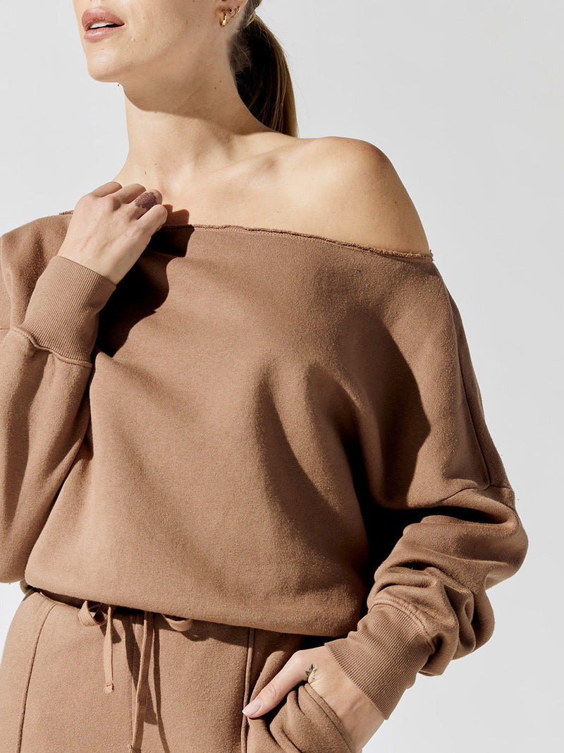 Off Shoulder Sweatshirt in French Terry - Thrush