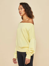 Off Shoulder Sweatshirt in French Terry - Butter Yellow