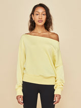 Off Shoulder Sweatshirt in French Terry - Butter Yellow