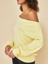 Off Shoulder Sweatshirt in French Terry - Butter Yellow