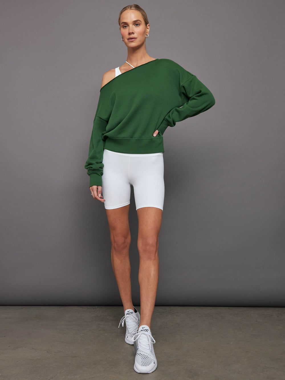 Off Shoulder Sweatshirt in French Terry - Formal Garden