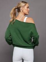 Off Shoulder Sweatshirt in French Terry - Formal Garden