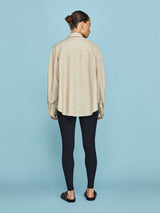 Linen Oversized Button Up Shirt - Tan