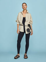 Linen Oversized Button Up Shirt - Tan