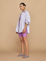 Linen Oversized Button Up Shirt - Lavender