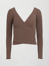 Long Sleeve Wrap Top - Tobacco