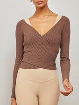 Long Sleeve Wrap Top - Tobacco