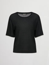 RHINESTONE Short Sleeve TOP - Black w/ Silver Rhinestones