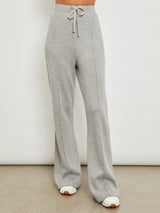Wide Leg Pintuck Sweatpant in French Terry - Heather Grey