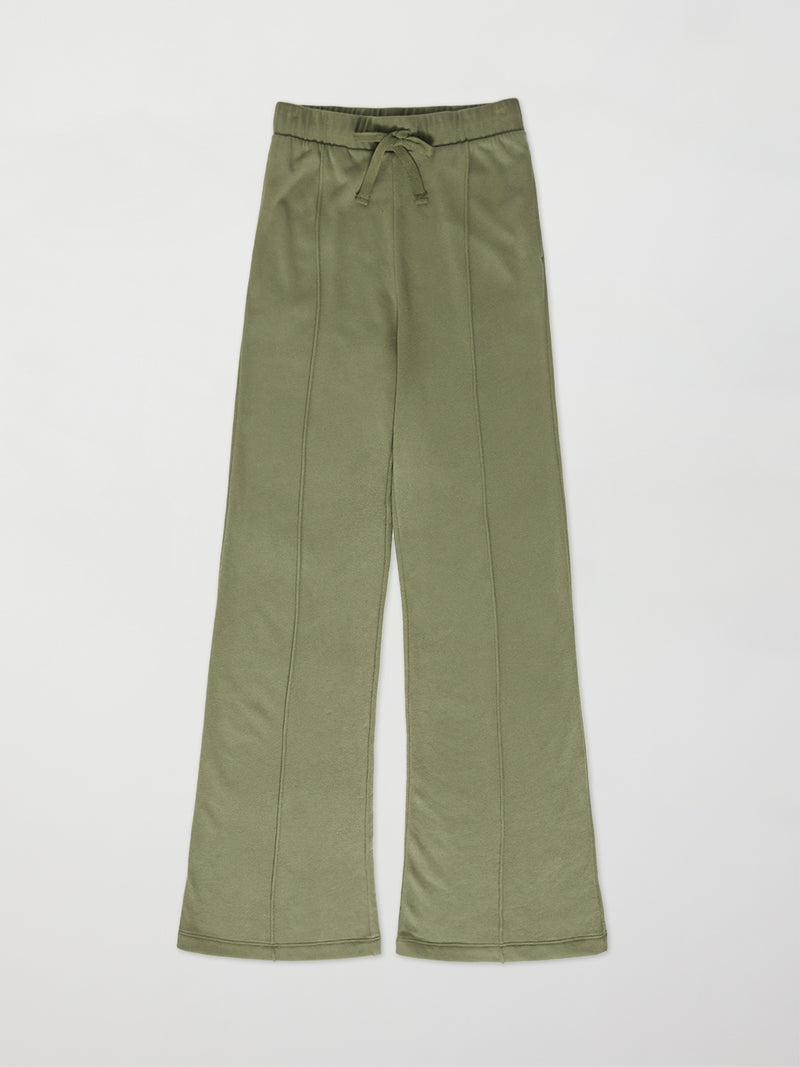 Wide Leg Pintuck Sweatpant in French Terry - Ivy Green