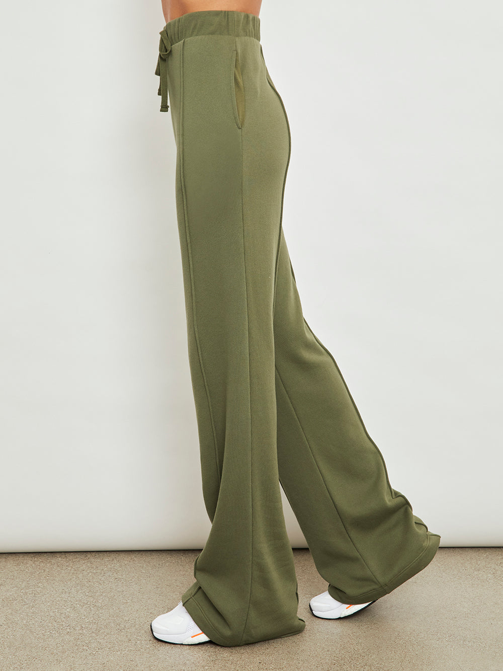 Green Wide Leg Trousers|241012203-Ivy-Green