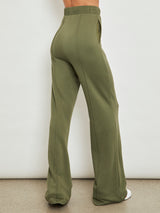 Wide Leg Pintuck Sweatpant in French Terry - Ivy Green