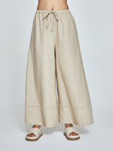 Linen Wide Leg Pant - Tan