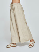 Linen Wide Leg Pant - Tan